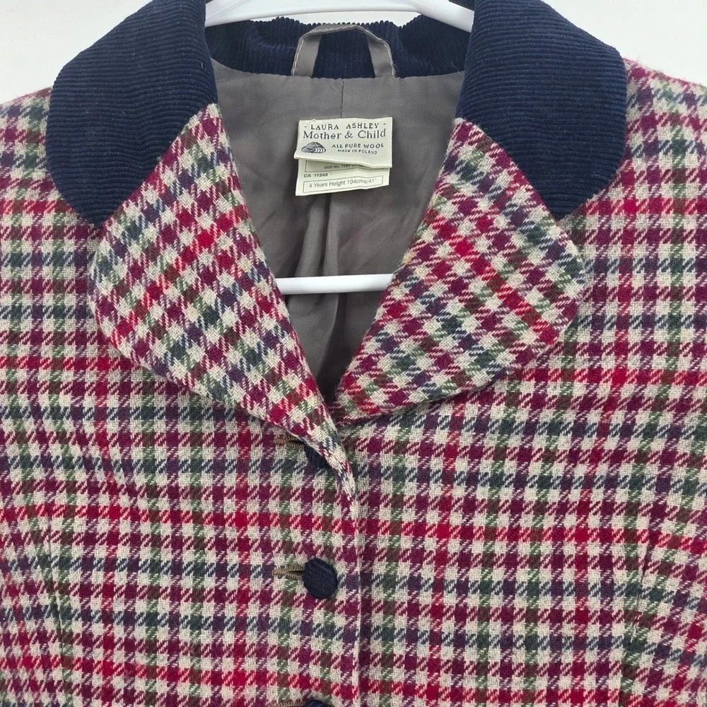 VINTAGE LAURA ASHLEY MOTHER & CHILD HOUNDSTOOTH WOOL BLAZER SIZE 4 YEARS RARE